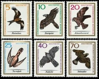 DDR, MiNr. 1147-1152 postfrisch - Greifvögel
