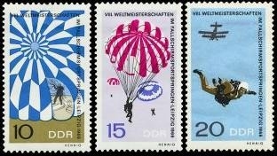 DDR, MiNr. 1193-1195 postfrisch - Fallschirmspringer Leipzig 1966