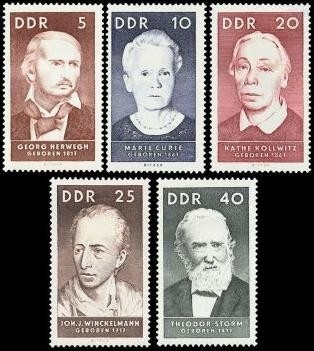DDR, MiNr. 1293-1297 postfrisch - Persönlichkeiten