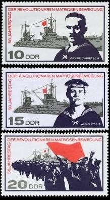 DDR, MiNr. 1308-1310 postfrisch - 50. Jahrestag der revolutionären Matrosenbewegung