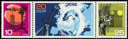 DDR, MiNr. 1343-1345 Dreierstreifen postfrisch - Welttag der Meteorologie 1938