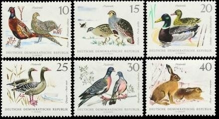 DDR, MiNr. 1357-1362 postfrisch - Niederwild