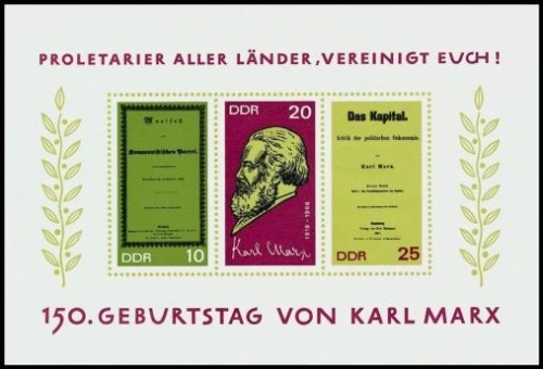 DDR, Block 27 postfrisch - 150. Geburtstag Karl Marx