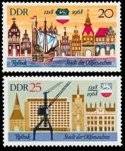 DDR, MiNr. 1384-1385 postfrisch - 750 Jahre Rostock