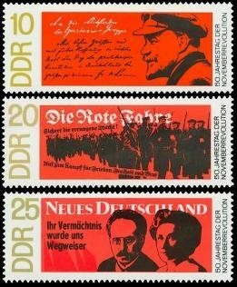 DDR, MiNr. 1417-1419 postfrisch - 50. Jahrestag der Novemberrevolution in Deutschland