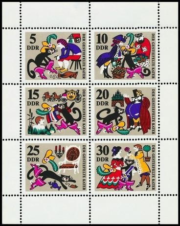DDR, MiNr. 1426-1431 Kleinbogen postfrisch- Märchen Der gestiefelte Kater