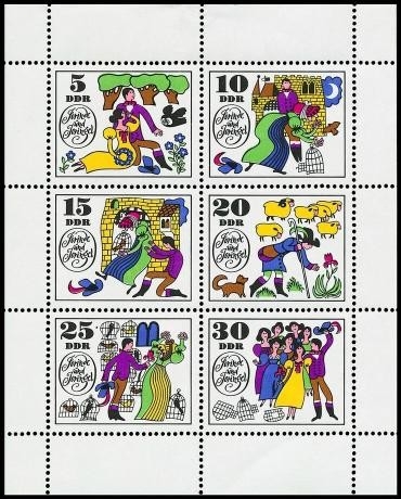 DDR, MiNr. 1450-1455 Kleinbogen postfrisch - Märchen Jorinde und Joringel