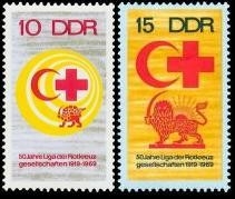 DDR, MiNr. 1466-1467 postfrisch - Liga der Rotkreuz Gesellschaften