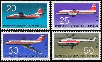 DDR, MiNr. 1524-1527 postfrisch - Flugzeuge / Hubschrauber