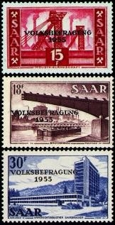 Saarland, Michel Nr. 362-364 postfrisch - Volksbefragung im Saarland,