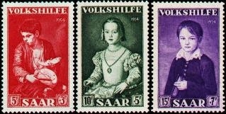 Saarland, Michel Nr. 354-356 postfrisch - Volkshilfe 1954 Gemälde