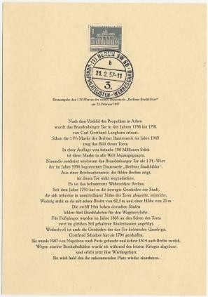 Berlin, ETB Nr. 18 - Ersttagsblatt mit Michel Nr. 140 - Brandenburger Tor