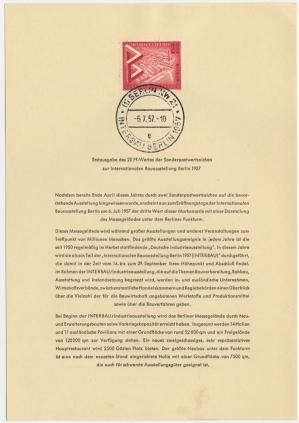 Berlin, ETB Nr. 23 - Ersttagsblatt mit Michel Nr. 161 - 20 Pf. Internau