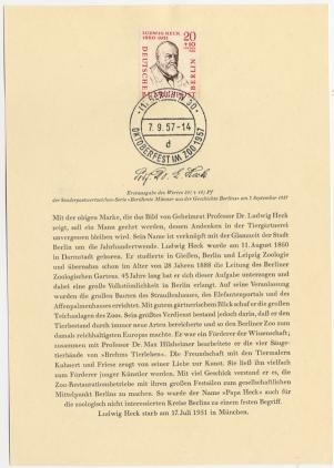 Berlin, ETB Nr. 26 - Ersttagsblatt mit Michel Nr. 168 - Ludwig Heck