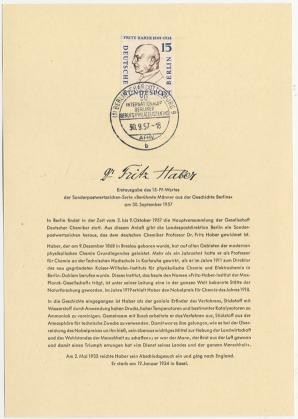Berlin, ETB Nr. 28 - Ersttagsblatt mit Michel Nr. 166 - Fritz Haber