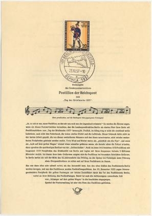 Berlin, ETB Nr. 30 - Ersttagsblatt mit Michel Nr. 176 - Postillon