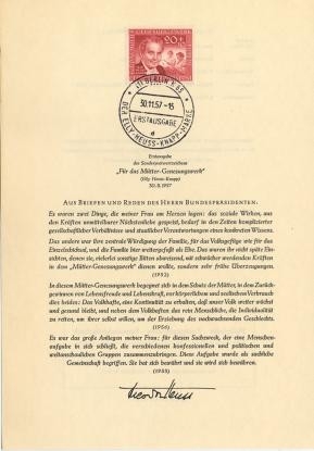 Berlin, ETB Nr. 34 - Ersttagsblatt mit Michel Nr. 178 - Elly Heuss-Knapp