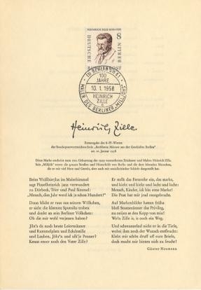Berlin, ETB Nr. 36 - Ersttagsblatt mit Michel Nr. 164 - Heinrich Zille
