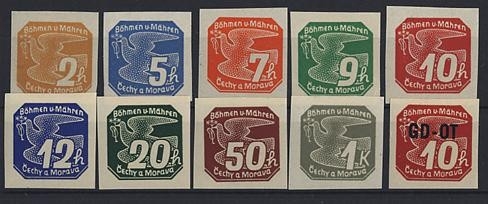 Böhmen und Mähren, Michel Nr. 42-51 postfrisch - Zeitungsmarken