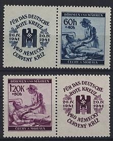 Böhmen und Mähren, Michel Nr. 62-63 Zf postfrisch - Rotes Kreuz