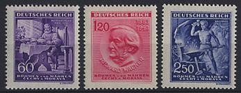 Böhmen und Mähren, Michel Nr. 128-130 postfrisch - 130 Geburtstag Richard Wagner