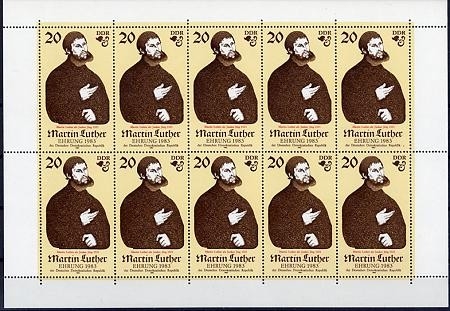 DDR, MiNr. 2755 Kleinbogen postfrisch - Martin Luther