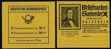 Bund, Markenheftchen MH 13 c postfrisch - Brandenburger Tor