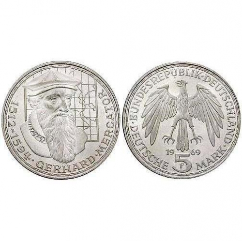 5 DM Gerhard Mercator 1969 stempelglanz