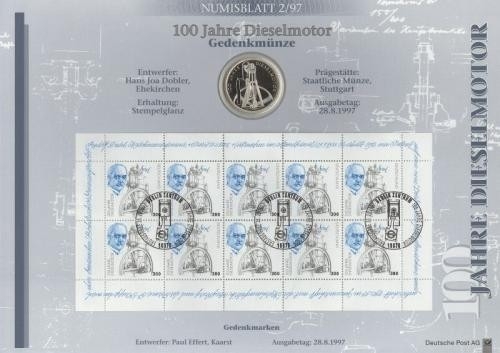 BUND Numisblatt 2/1997 - 10 DM Dieselmotor, Rudolf Diesel