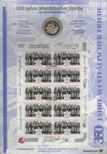BUND Numisblatt 1/1998 - 10 DM Westfälischer Friede 1648