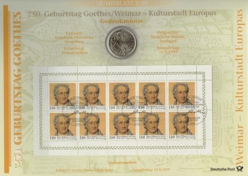 BUND Numisblatt 3/1999 - 10 DM J. W. Goethe / Weimar