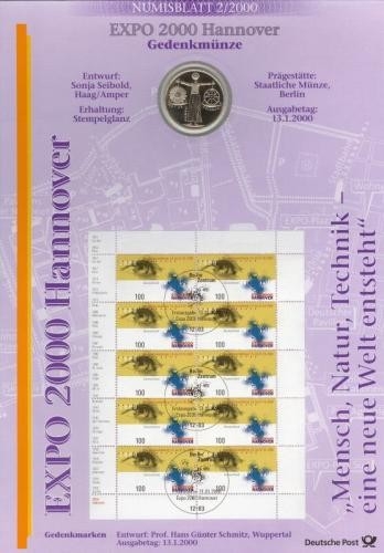 BUND Numisblatt 2/2000 - 10 DM - EXPO 2000 Hannover