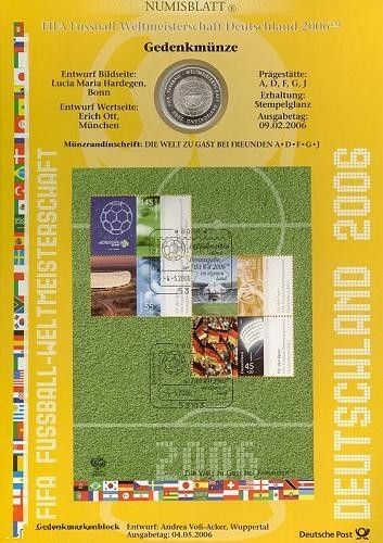 BUND Numisblatt WM/2006 - FIFA Fußball-WM Deutschland 2006 - 4. Ausgabe 2006