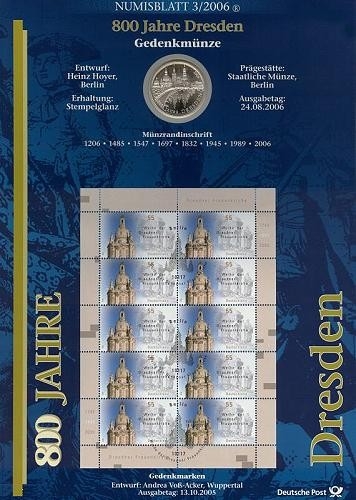 BUND Numisblatt 3/2006 - 10 EURO - 800 Jahre Dresden