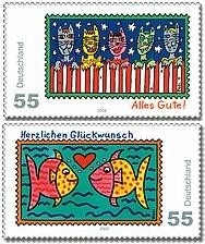 Bund, Michel Nr. 2644-2645 postfrisch - James Rizzi Herzlichen Glückwunsch / Alles Gute