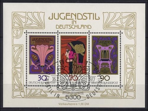 Bund, Block 14 gestempelt - Jugendstil Sonderstempel SST BONN