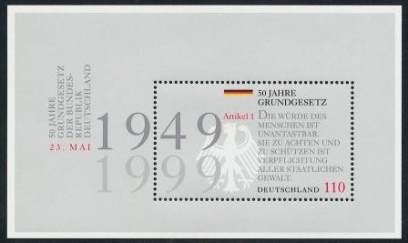 Bund, Block 48 postfrisch - 50 Jahre Grundgesetz