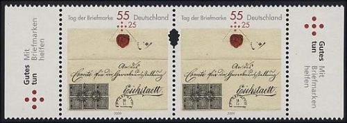 Bund, Michel Nr. 2735 Sr/Sl Zusammendruck postfrisch - Tag der Briefmarke: Eichstätt-Brief