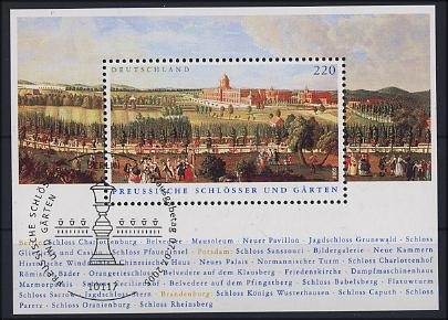 Bund, Block 66 Preußische Schlösser und Gärten gestempelt ESST BERLIN