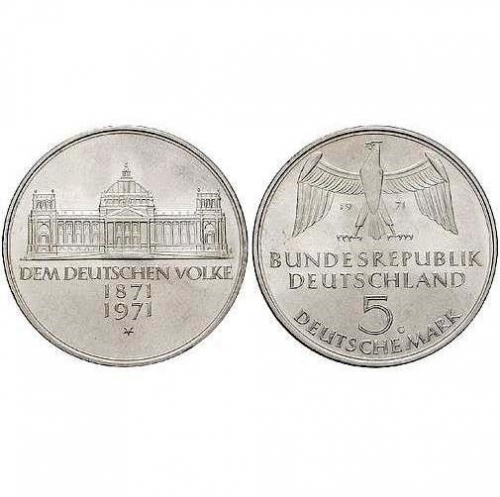 5 DM 1971 - 100 Jahre Reichsgründung - stempelglanz