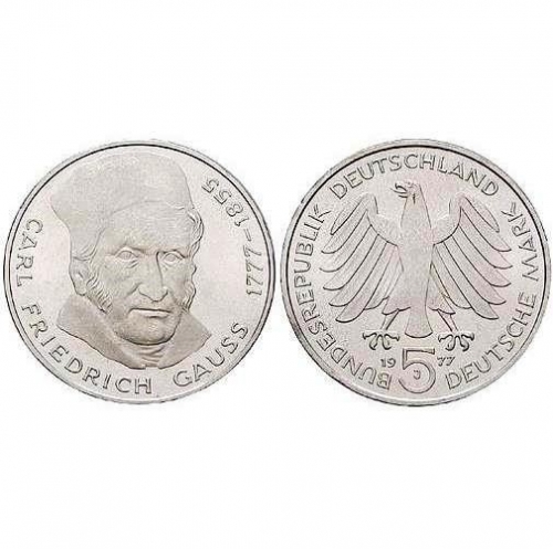 5 DM Carl Friedrich Gauß 1977 stempelglanz