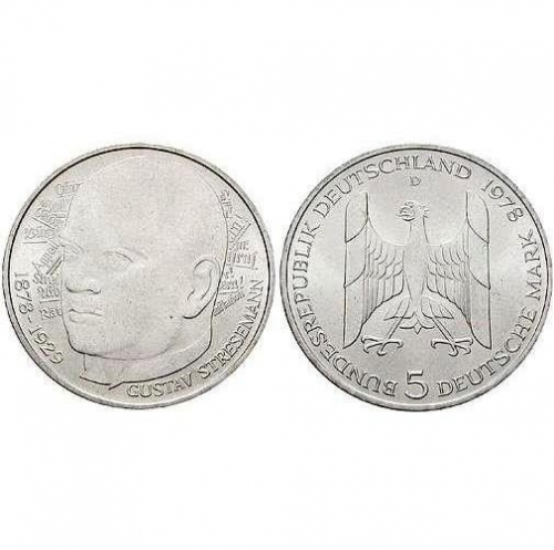 5 DM Gustav Stresemann 1978 stempelglanz