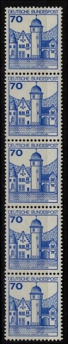 Bund, Michel Nr. 918 A I R postfrisch 5er-Streifen mit gerade ZN