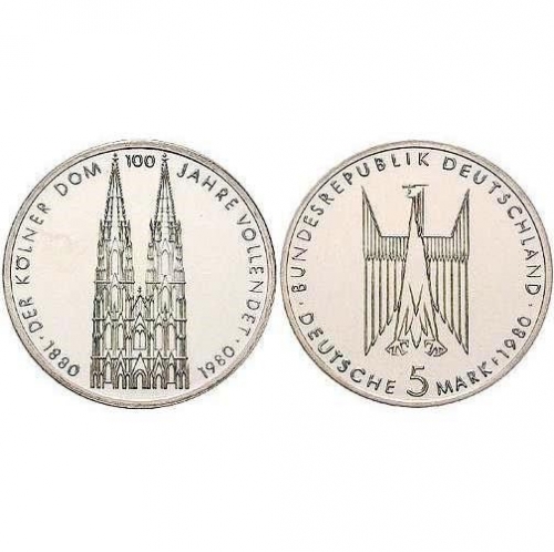 5 DM Kölner Dom 1980 stempelglanz