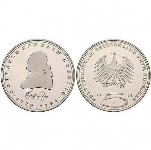 5 DM Gotthold Ephraim Lessing 1981 stempelglanz