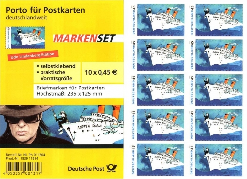 Bund, Folienblatt 9 postfrisch - Udo Lindenberg Andrea Doria