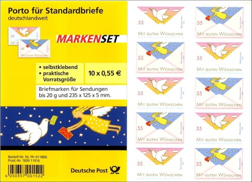 Bund, Folienblatt 12 postfrisch - Mit guten Wünschen