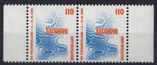Bund, Michel Nr. 2009 postfrisch waagerechtes Paar - Freimarke Sehenswürdigkeiten EXPO 2000 Hannover