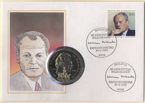 BRD Numisbrief 1 $ Liberia | Willy Brandt 1993 | Worbes 676