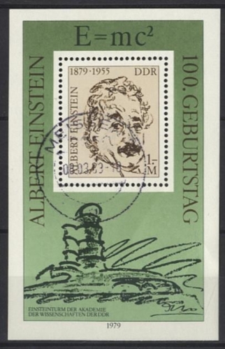 DDR, Block 54 gestempelt - Albert Einstein - Tagesstempel